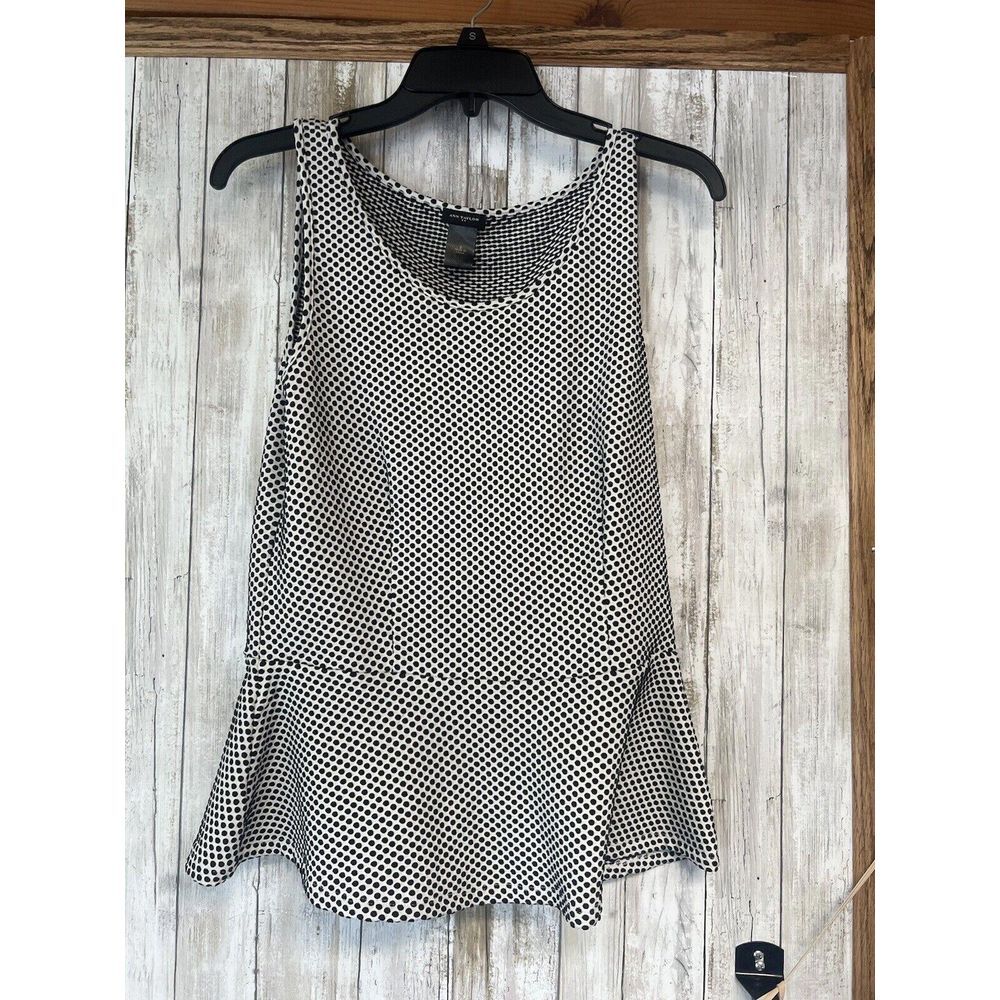 Ann Taylor Fit‎ And Flare Sleeveless Blouse Size Small Black And White